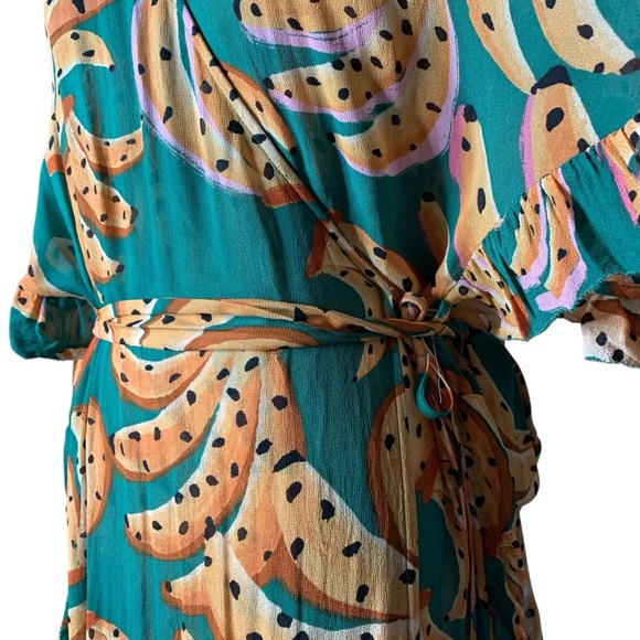 FARM RIO Raining Bananas Maxi Wrap Dress Size M - Picture 7 of 15